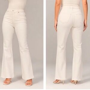 Abercrombie & Fitch White Denim High Rise Flare Curve Pant